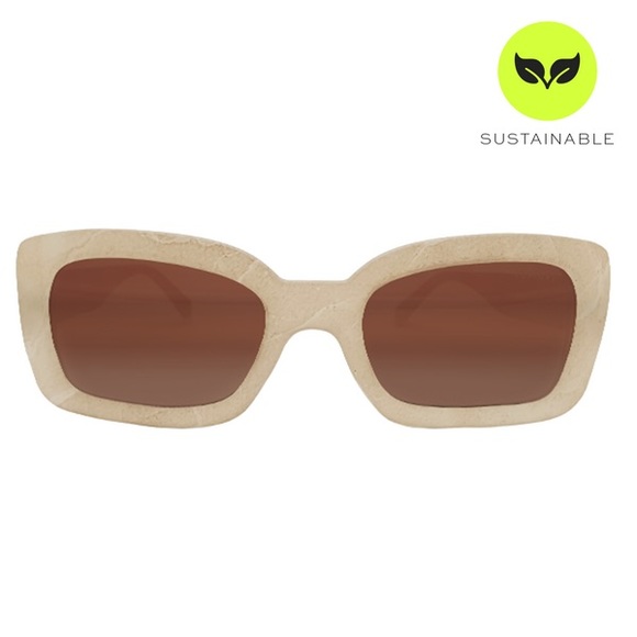 retro square Color sunglasses UV blocking beige brown tint - Picture 14 of 15